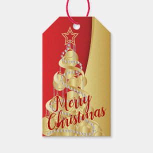 Étiquettes-cadeau Joyeux Noël - rouge foncé et or