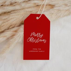 Étiquettes-cadeau Joyeux Noël rouge moderne