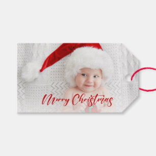 Étiquettes-cadeau Joyeux Noël rouge moderne photo