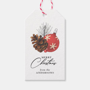 Étiquettes-cadeau Joyeux Noël Rustique Ornement Vintage Personnalisé