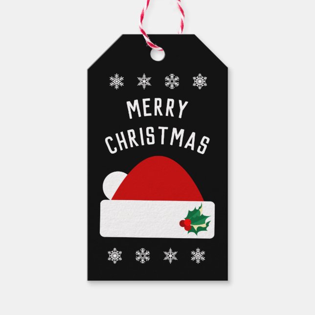Étiquettes-cadeau Joyeux Noël - Santa Hat moderne (Devant)