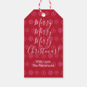 Étiquettes-cadeau Joyeux Noël, Script blanc, Nom do-it-yourself, Rou