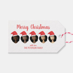 Étiquettes-cadeau Joyeux Noël, Shades de Melanin, Femmes noires
