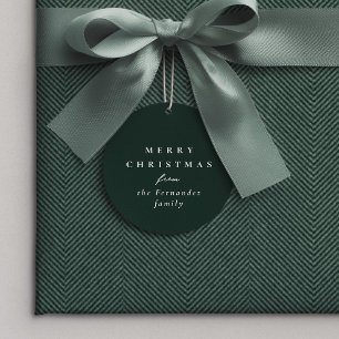 Étiquettes Cadeau Joyeux Noël simple classique vert foncé cadeau