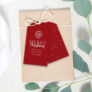 Étiquettes-cadeau Joyeux Noël Simple mignon Rouge Elégant Points