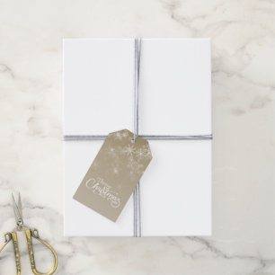 Étiquettes-cadeau Joyeux Noël Snowflakes Beige Holiday