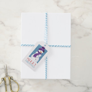 Étiquettes-cadeau Joyeux Noël Snowman Illustration