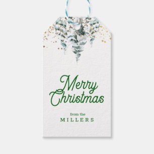 ÉTIQUETTES-CADEAU JOYEUX NOËL TYPOGRAPHIE RÉTRO ARBRES NEIGE