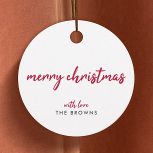 Étiquettes Cadeau Joyeux Noël   Typographie rouge minimaliste modern