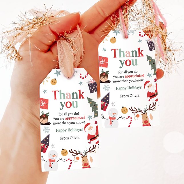 Étiquettes-cadeau Joyeux Noël Vacances Père Noël Cadeau Enseignant d (Créateur téléchargé)