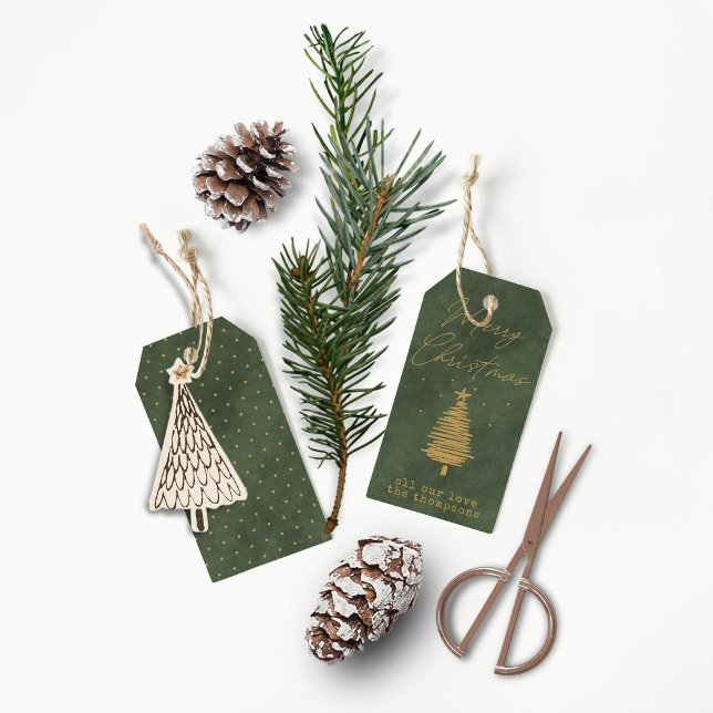 Étiquettes-cadeau Joyeux Noël ・ Velours vert personnalisé (Créateur téléchargé)