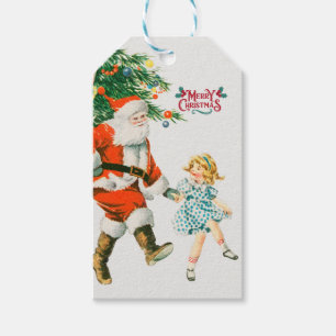Étiquettes-cadeau Joyeux Noël vintage père Noël Tags cadeaux