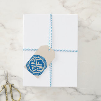 Étiquettes-cadeau Joyeux Noël XMAS Bleu & Crème à, de