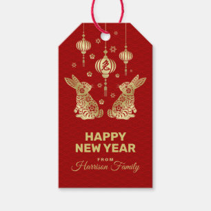 Étiquettes-cadeau Joyeux Nouvel An chinois du lapin Tags cadeaux