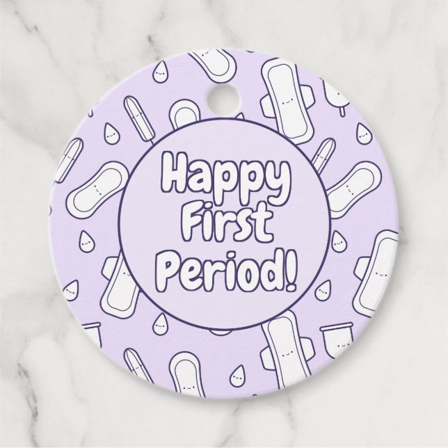 Étiquettes Cadeau Joyeux Pad en Tampon violet Première Période (Devant)
