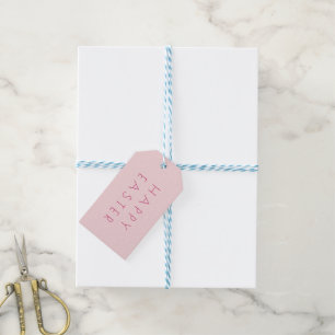 Étiquettes-cadeau Joyeux Pâques rose pâle Rose minimal moderne