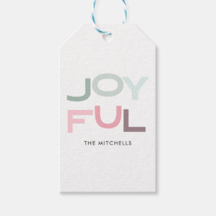 Étiquettes-cadeau JOYEUX Pastel de Noël Personnalisé