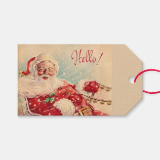 Étiquettes-cadeau Joyeux Père Noël Vintage Bonjour