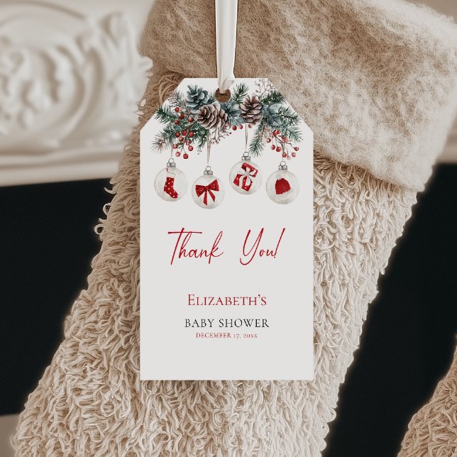 Étiquettes-cadeau Joyeux petit Baby shower de Noël (Créateur téléchargé)