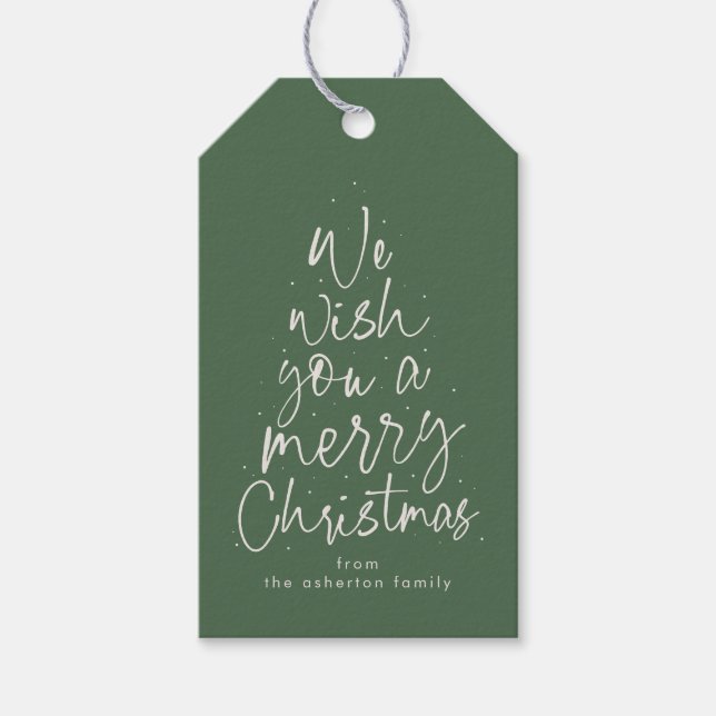 Étiquettes-cadeau Joyeux pied-de-chaussée vert de Noël personnalisé (Devant)