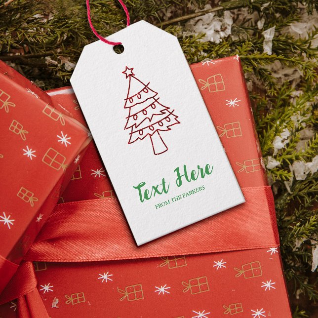 Étiquettes-cadeau Joyeux Pine Tree Vacances (Happy Holidays Pine Tree Gift Tags #merrychristmas #familyholidaygifttag #christmastree #treelight)