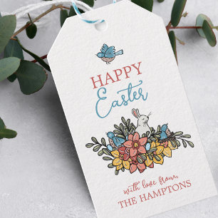 Étiquettes-cadeau Joyeux Printemps Floral de Pâques