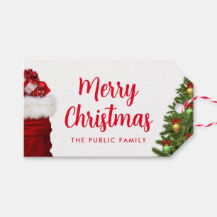 Étiquettes-cadeau Joyeux sapin de Noël Texte de script personnalisab