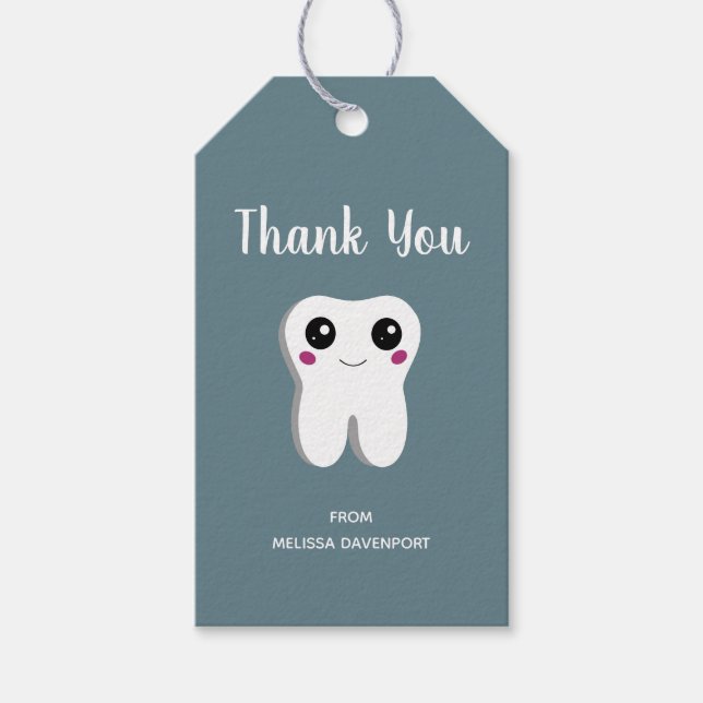 Étiquettes-cadeau Joyeux sourire Dental Tooth mignonne Merci (Devant)