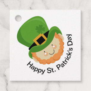 Étiquettes Cadeau Joyeux St. Patrick's Day leprechaun et shamrock