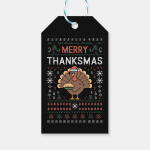 Étiquettes-cadeau Joyeux Thanksmans Noël Thanksgiving Turquie