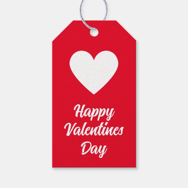 Étiquettes-cadeau Joyeux Valentin rouge et blanc (Devant)