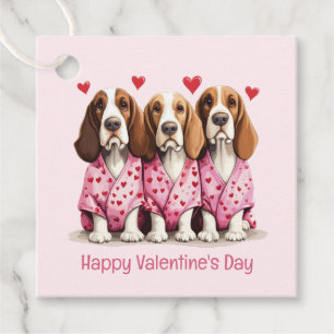 Étiquettes Cadeau Joyeux Valentines Day Basset Hound Dogs