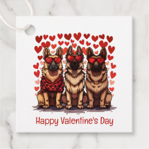 Étiquettes Cadeau Joyeux Valentines Day Chiens bergers allemands