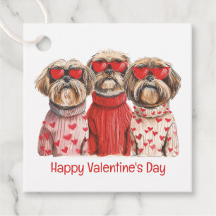Étiquettes Cadeau Joyeux Valentines Day Chih Tzu Chiens
