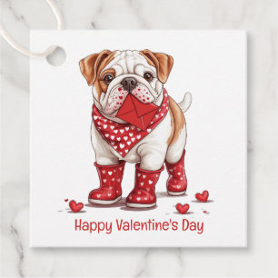 Étiquettes Cadeau Joyeux Valentines Day English Bulldog