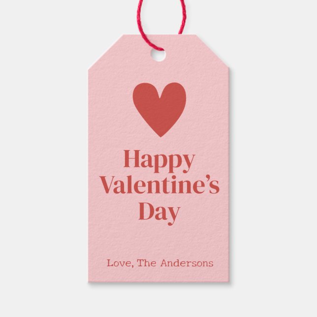 Étiquettes-cadeau Joyeux Valentines Jour Rose Rouge Personnalisé (Devant)