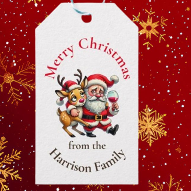 Étiquettes-cadeau Joyeux voeux de Noël Père Noël (Spread holiday cheer with Brett Designs' Merry Christmas greetings and Santa gift tags)