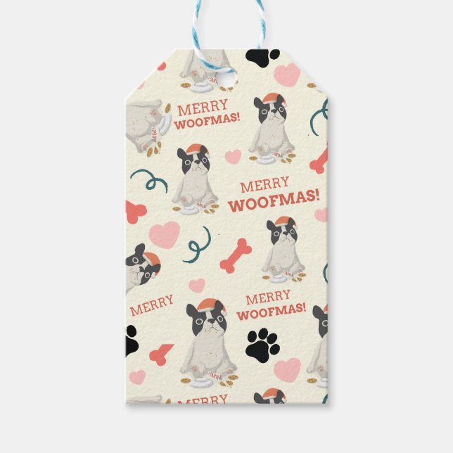 Étiquettes-cadeau Joyeux WOOFMAS Sac-Cadeau Moyen (Devant)