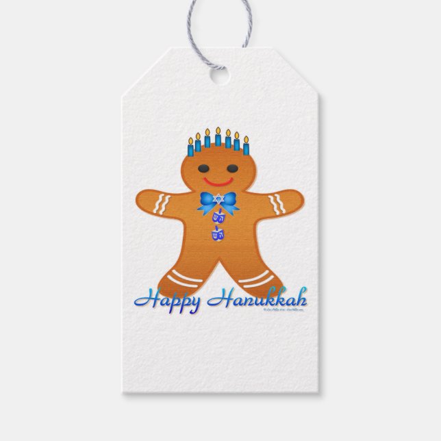 Étiquettes-cadeau Judaïque Hanoukka Gingerbread Homme Menorah (Devant)