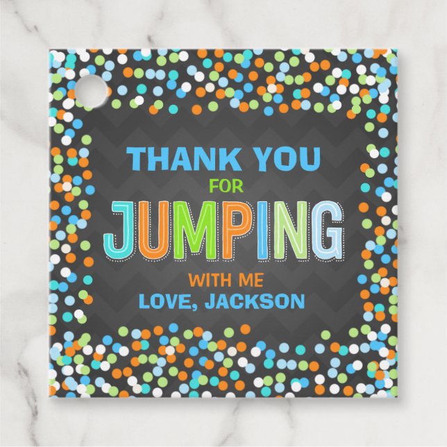 Étiquettes Cadeau Jump Trampoline Anniversaire Fête Fournitures Cade (Devant)