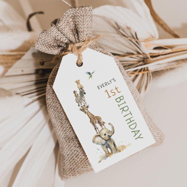Étiquettes-cadeau Jungle Safari Animaux Anniversaire Fête Favoriser  (Créateur téléchargé)