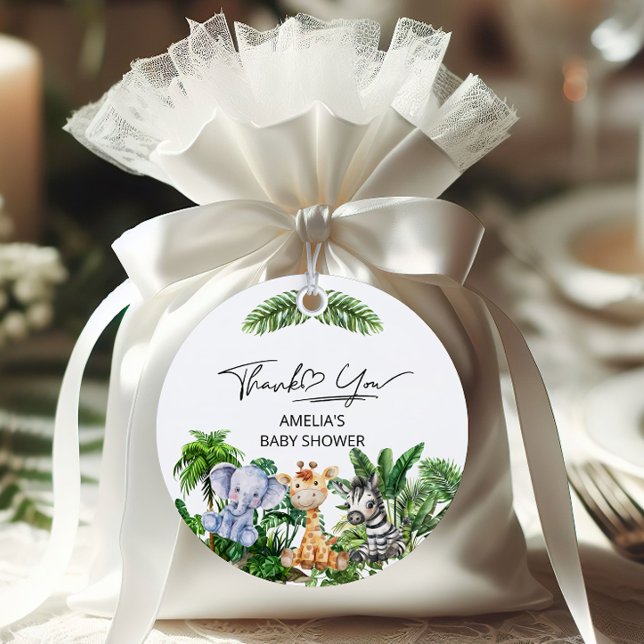Étiquettes Cadeau Jungle Safari Merci tropical Animaux (Créateur téléchargé)