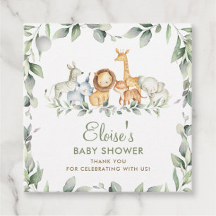 Étiquettes Cadeau Jungle verdoyante Animaux Baby shower Merci