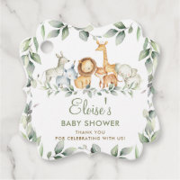 Jungle verdoyante Animaux Baby shower Merci Favo