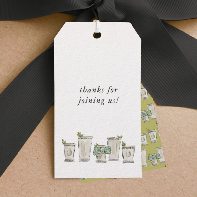 Étiquettes-cadeau Jus de menthe (Watercolor mint julep gift tag.)