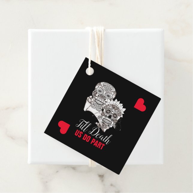 Étiquettes Cadeau Jusqu'à la mort nous faire partie Skuls Mariage no (En situation)