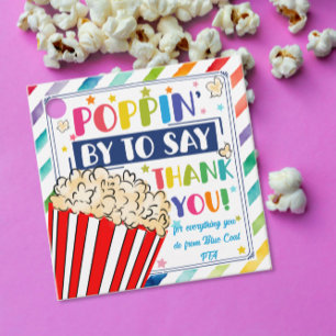 Étiquettes Cadeau juste passer pour dire merci popcorn volontaire