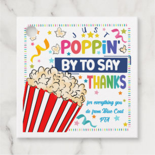 Étiquettes Cadeau juste passer pour dire merci popcorn volontaire