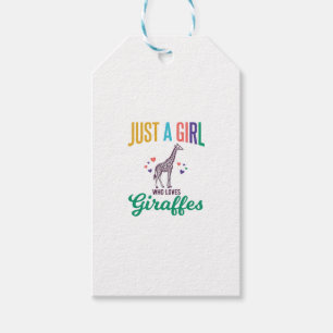Étiquettes-cadeau Juste une fille qui aime les girafes vintage vecte