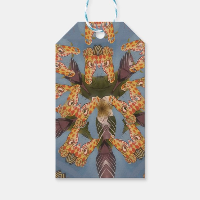 Étiquettes-cadeau Kaleidoscope Giraffe Mandala : Safari Art Abstrait (Devant)